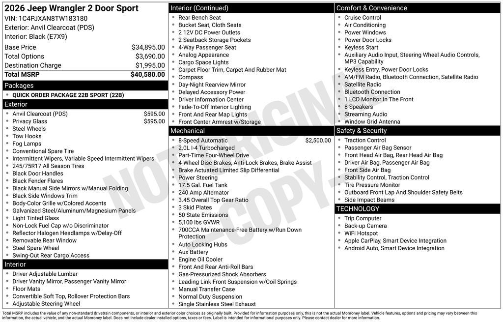 2026 Jeep Wrangler Sport