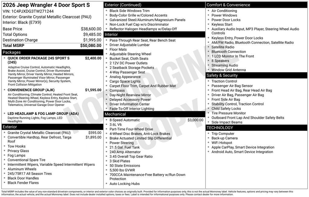 2026 Jeep Wrangler Sport S