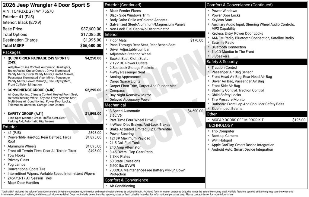 2026 Jeep Wrangler Sport S