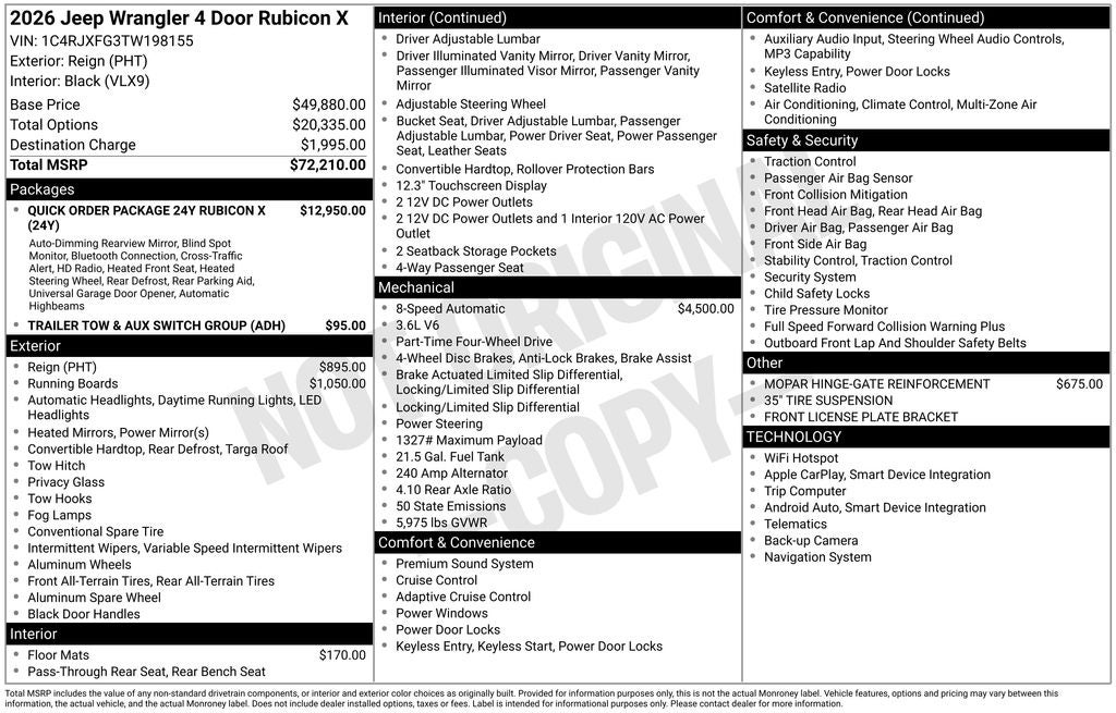 2026 Jeep Wrangler Rubicon X
