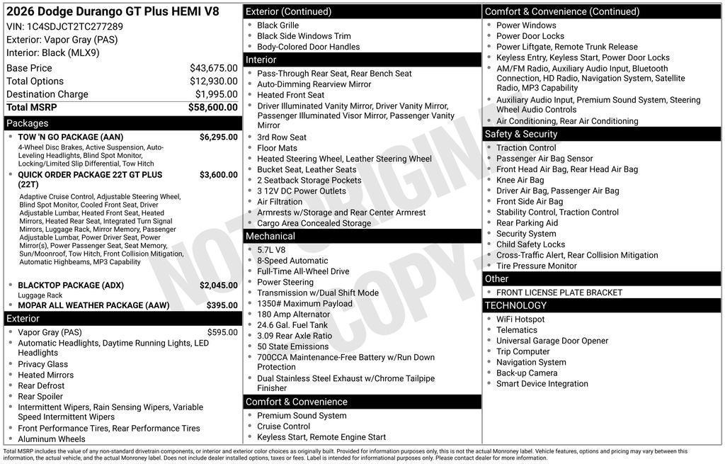 2026 Dodge Durango GT Plus HEMI V8