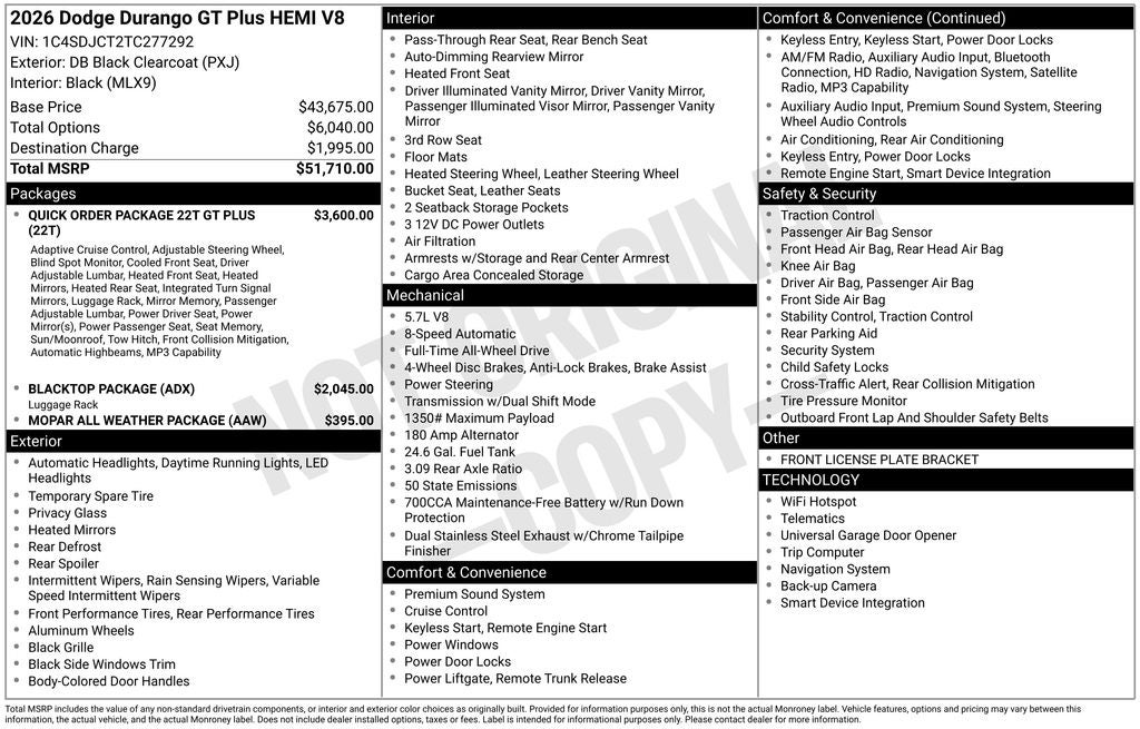 2026 Dodge Durango GT Plus HEMI V8