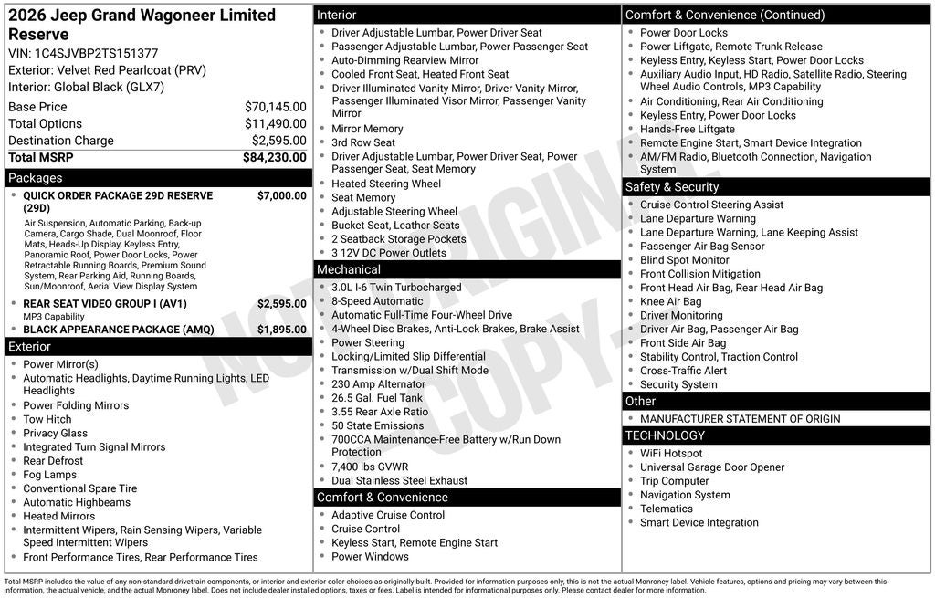 2026 Jeep Grand Wagoneer Limited Reserve