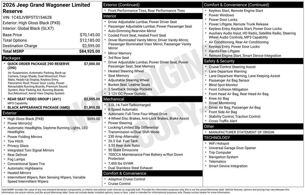 2026 Jeep Grand Wagoneer Limited Reserve