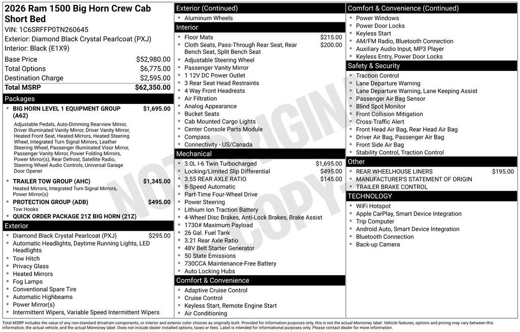 2026 RAM Ram 1500 Big Horn/Lone Star