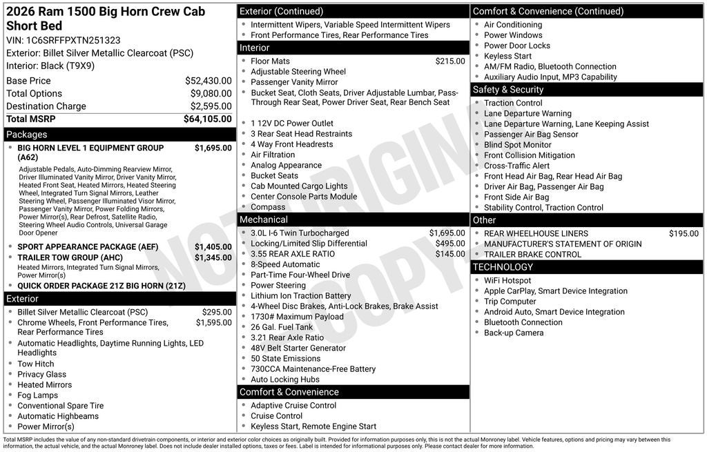 2026 RAM Ram 1500 Big Horn/Lone Star