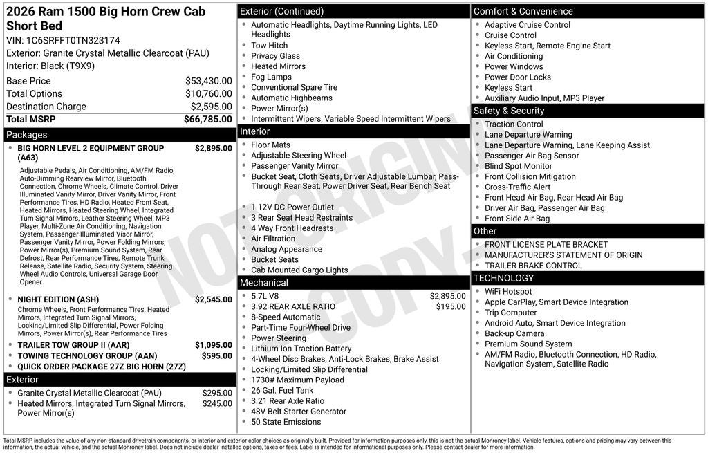 2026 RAM Ram 1500 Big Horn/Lone Star
