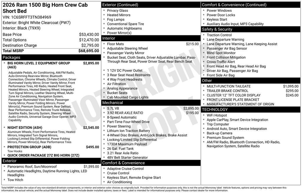 2026 RAM Ram 1500 Big Horn/Lone Star