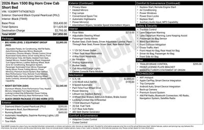 2026 RAM Ram 1500 Big Horn/Lone Star