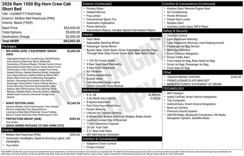 2026 RAM Ram 1500 Big Horn/Lone Star