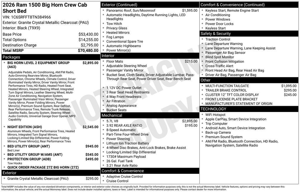 2026 RAM Ram 1500 Big Horn/Lone Star