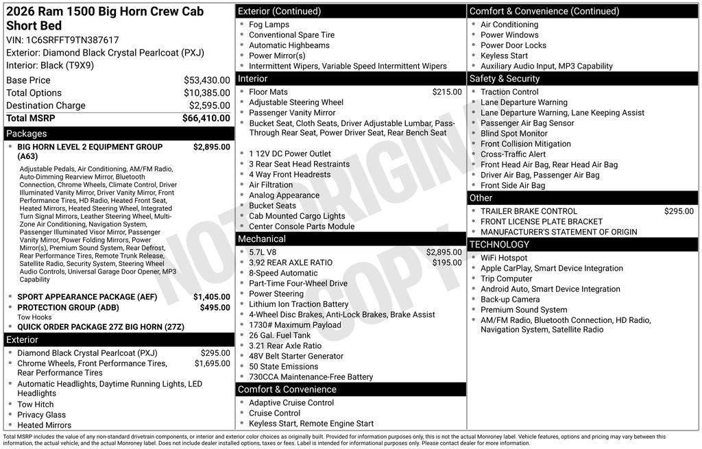 2026 RAM Ram 1500 Big Horn/Lone Star