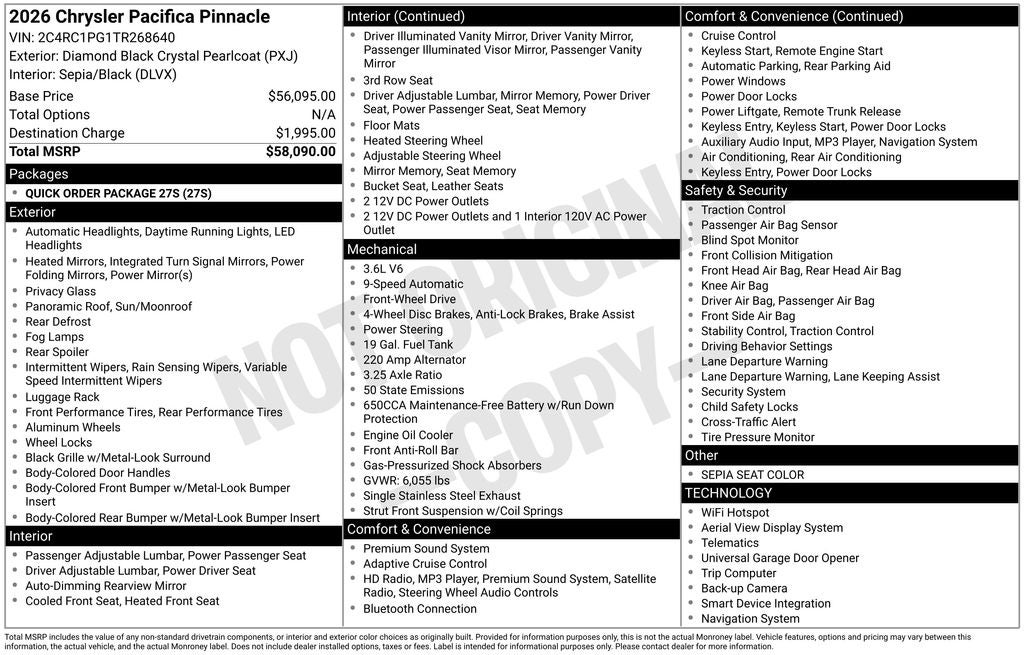 2026 Chrysler Pacifica Pinnacle