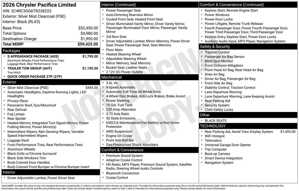 2026 Chrysler Pacifica Limited