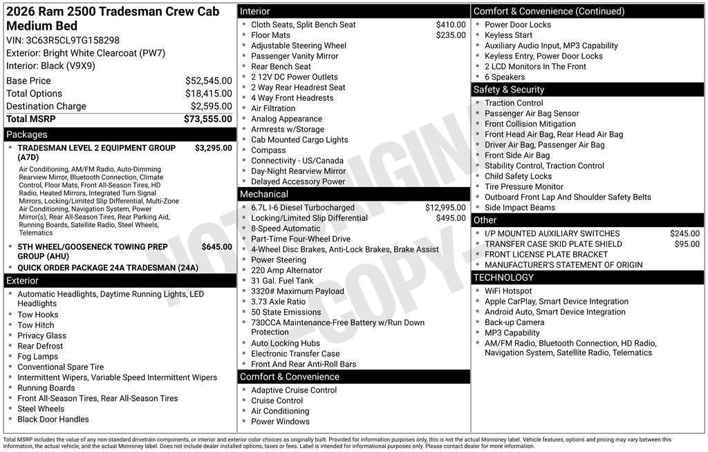 2026 RAM Ram 2500 Tradesman