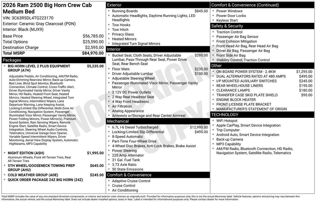 2026 RAM Ram 2500 Big Horn