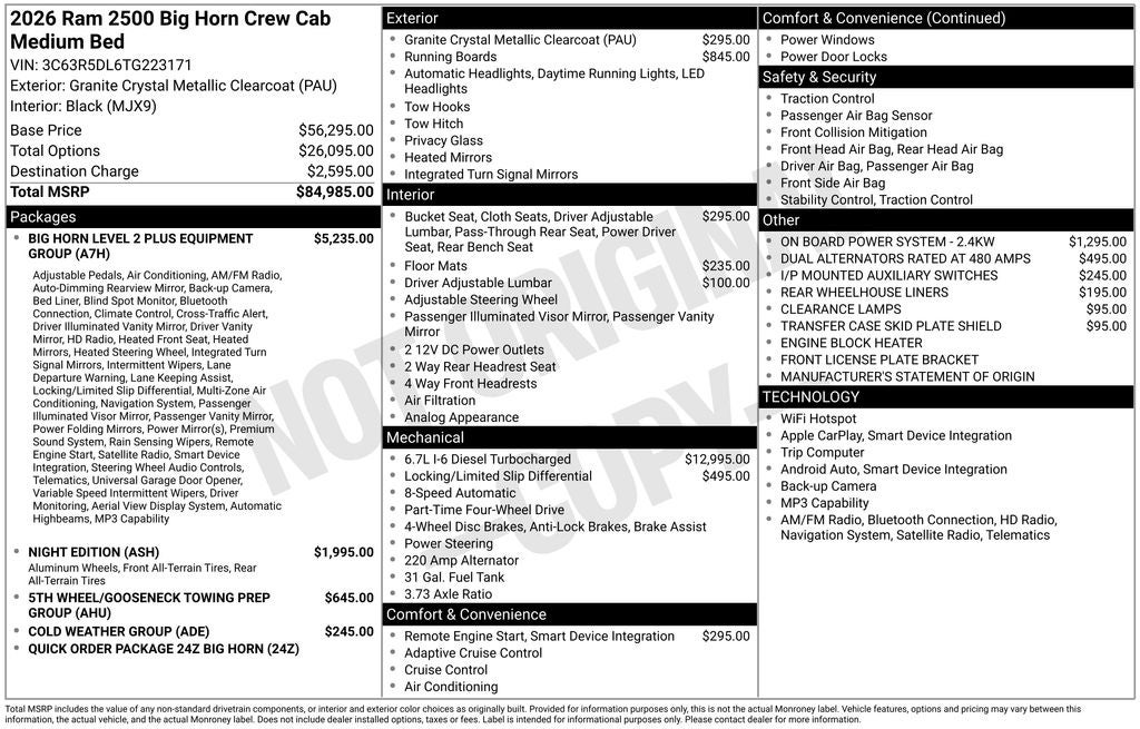 2026 RAM Ram 2500 Big Horn