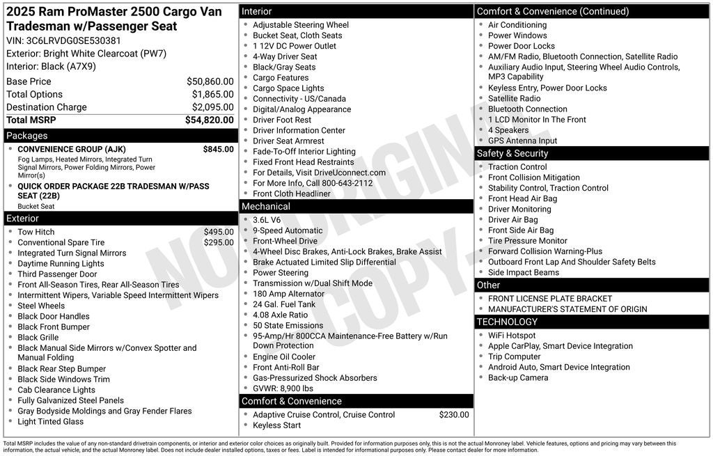 2025 RAM Ram ProMaster High Roof